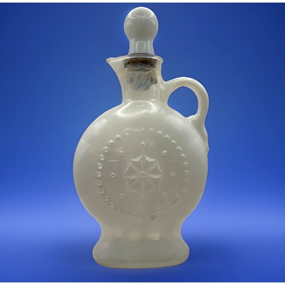 1957 Jim Beam Whiskey Decanter Bottle Royal Opal White Milk Glass EMPTY Vintage